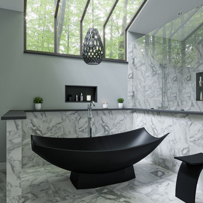 ALFI brand White Matte 71" Solid Surface Resin Free Standing Hammock Style Bathtub AB9992