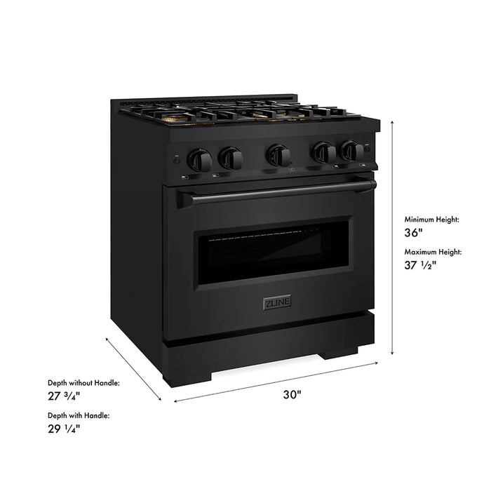 ZLINE Classic Gas Range Black Stainless Steel PCGRB