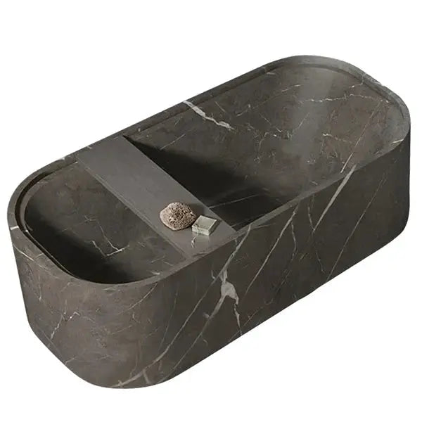 Alexandrette Black Marble Freestanding Bathtub with Wine Tray 32x72 Honed