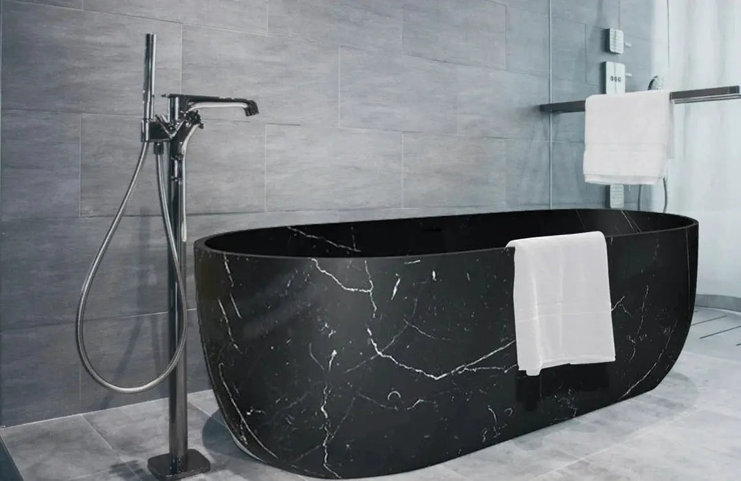 Alexandrette Black Marble Hand Carved Freestanding Bathtub 32x72 Polished