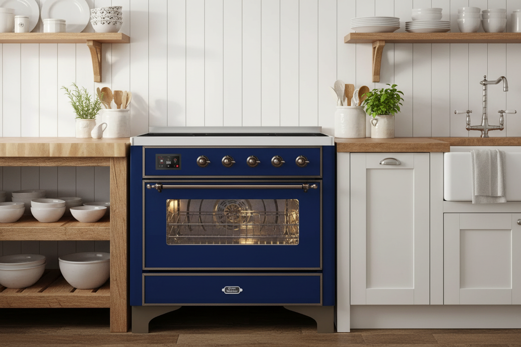 ILVE Majestic II 36" Induction Range Midnight Blue Bronze Trim UMI09NS3MBB