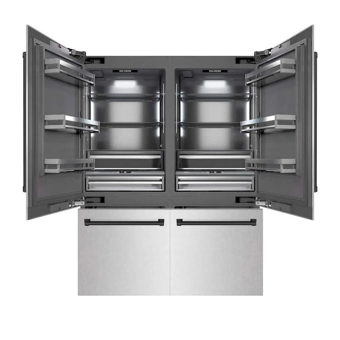 ZLINE 60" Built-In Bottom Freezer Refrigerator with Water Dispenser, Ice Maker, DuraSnow® Stainless Steel, Graphite Gray Interior, Matte Black GRBIVZ-SN-60-MB