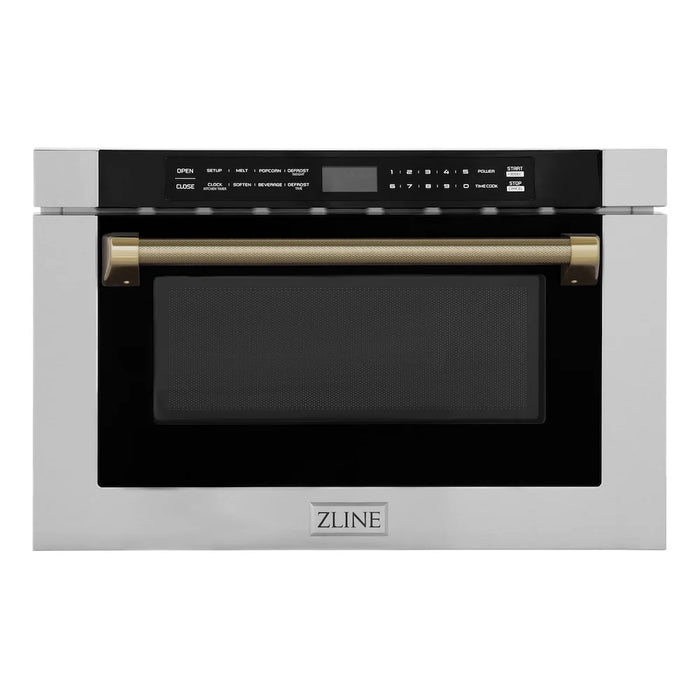ZLINE Autograph Edition 24" Built-in Microwave Drawer, Stainless Steel, Helix Handle MWDZ-1-H-KCB