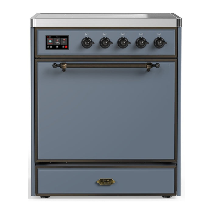 ILVE 30"Majestic III Induction Range, Blue Grey, Burnished Trim UMIB30QNR3BGB