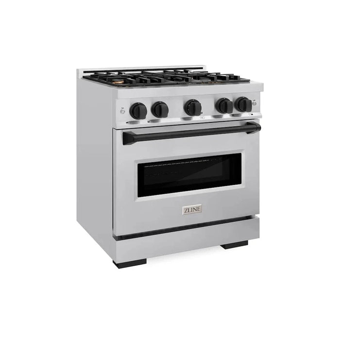 ZLINE 30" Classic Gas Range, Convection Gas Oven Stainless Steel, Matte Black CGRZ-30-MB