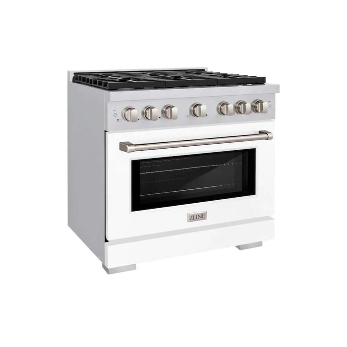 ZLINE 36 In. Gas Range, Stainless Steel, White Matte, SGR-WM-36