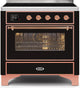 ILVE 36"Majestic II Induction Range Glossy Black Copper Trim UMI09NS3BKP