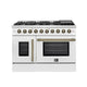 Forno Galiano 48" Fr. Door Freestand. All Gas Range, White — FFSGS6444-48WHT