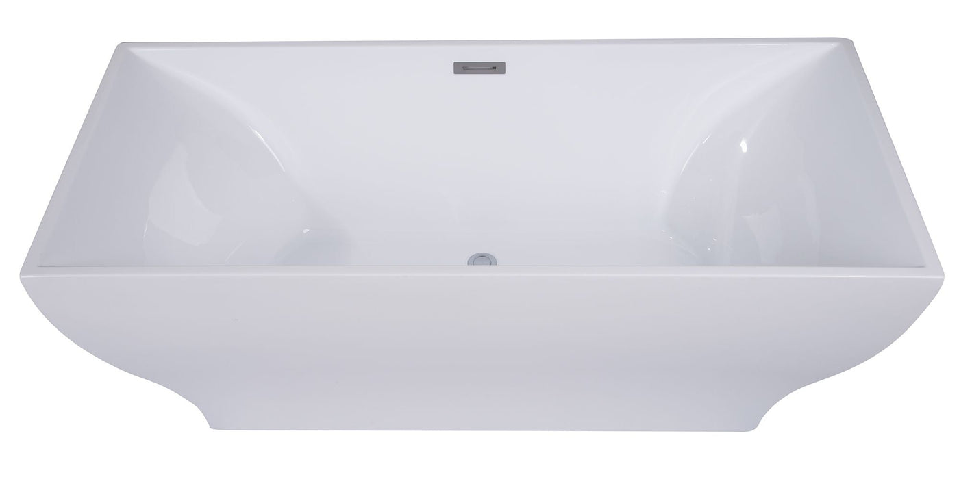 ALFI brand 67" White Rectangular Acrylic Free Standing Soaking Bathtub AB8840