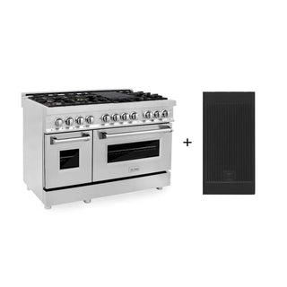 ZLINE 48" Gas Burner/Electric Oven Range Stainless, Brass Burners, Griddle RA-BR-GR-48