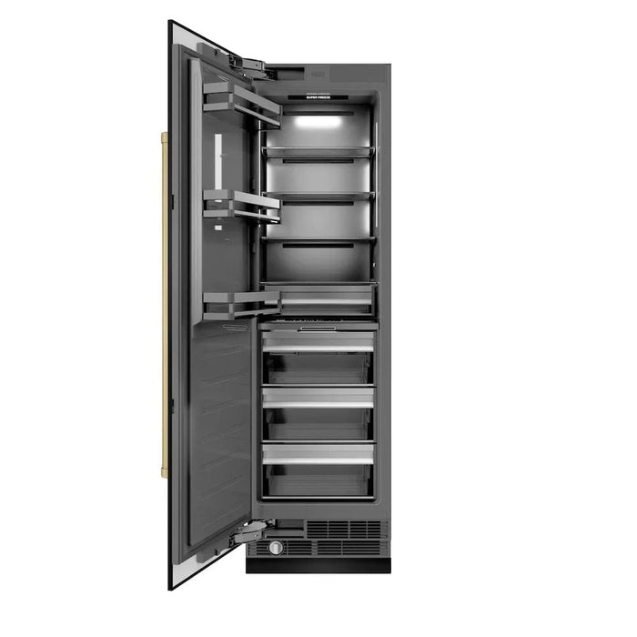 ZLINE 24" Column Freezer Black Stainless Steel, Graphite Gray Interior Champagne Bronze RCFVZ-BS-24-CB