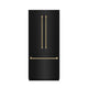 ZLINE Autograph Ed. 36" French Door Built-In Fridge, Water Dispenser, Ice Maker, Black SS, SS Interior, Helix Handles SRBIVZ-BS36KCB