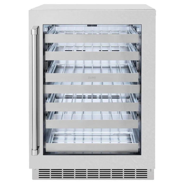 ZLINE 24" Touchstone Dual Zone 44 Bottle Wine Cooler DuraSnow® Stainless Steel Glass Door RWDO-SN-24