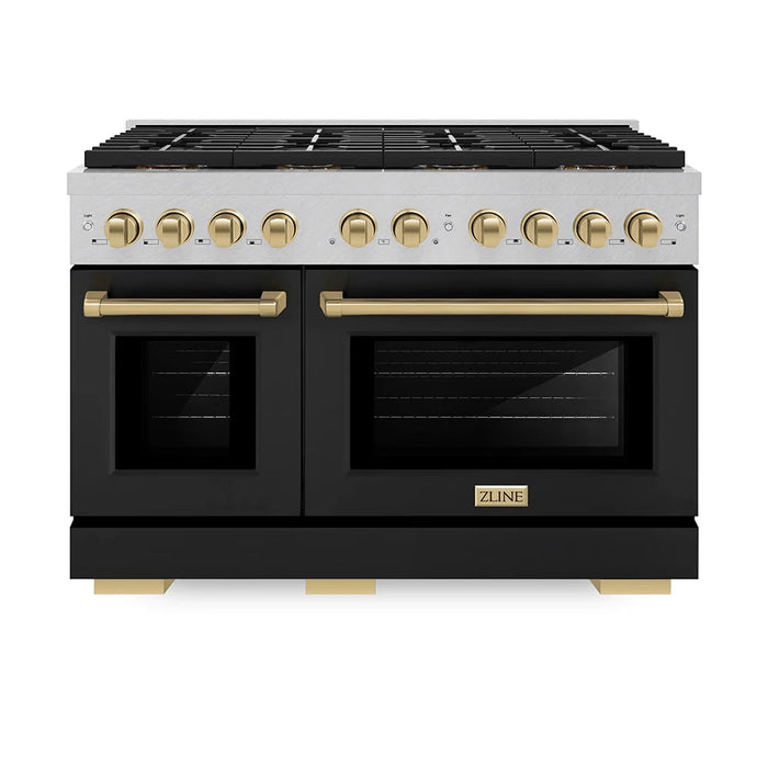 ZLINE 48" Paramount Gas Range DuoPro™ Cooktop, Dual Ovens PSGRSZ-BLM48-CB