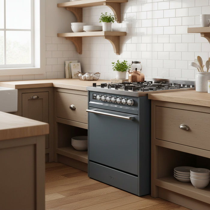 ILVE 30"Professional Plus Dual Fuel Range, Blue Grey UP30QMPBG