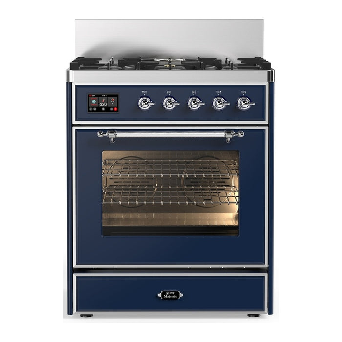ILVE Majestic III 30" Dual Fuel Range, Blue, Chrome Trim UM30NR3MBC