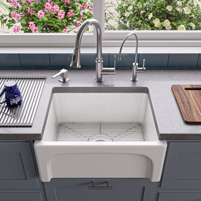 ALFI brand 24" Arched Apron Thick Wall Fireclay Farm Sink AB2418ARCH-W