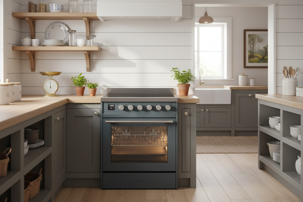 ILVE 30"Professional Plus Dual Fuel Range, Blue Grey UP30WMPBG