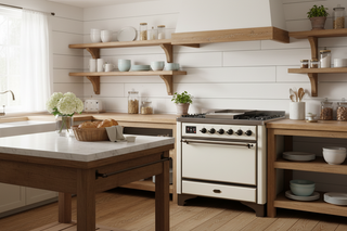 ILVE Majestic III 36" Dual Fuel, Range, Antique White, Burnished Trim UM36FQNR3AWB