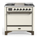ILVE Majestic III 36" Dual Fuel, Range, Antique White, Burnished Trim UM36FQNR3AWB