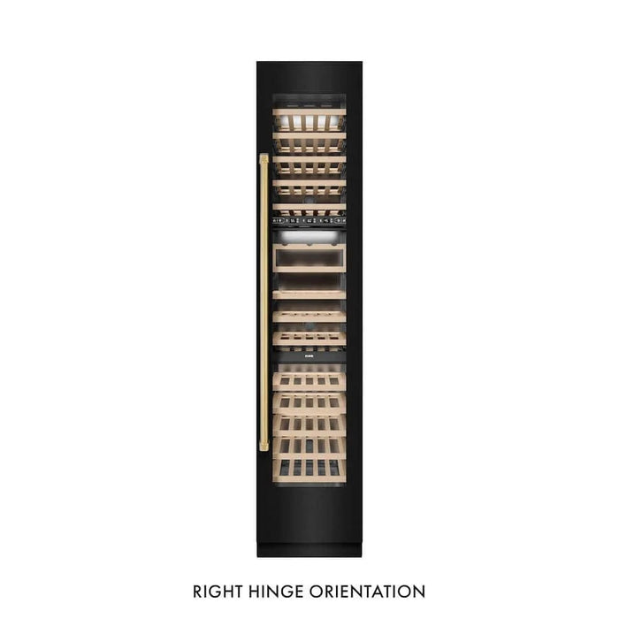 ZLINE 18"Triple Zone 68 Bottle Right Hinge Column Wine Cooler, Black Stainless Steel Polished Gold RCWVRZ-BS-18-G
