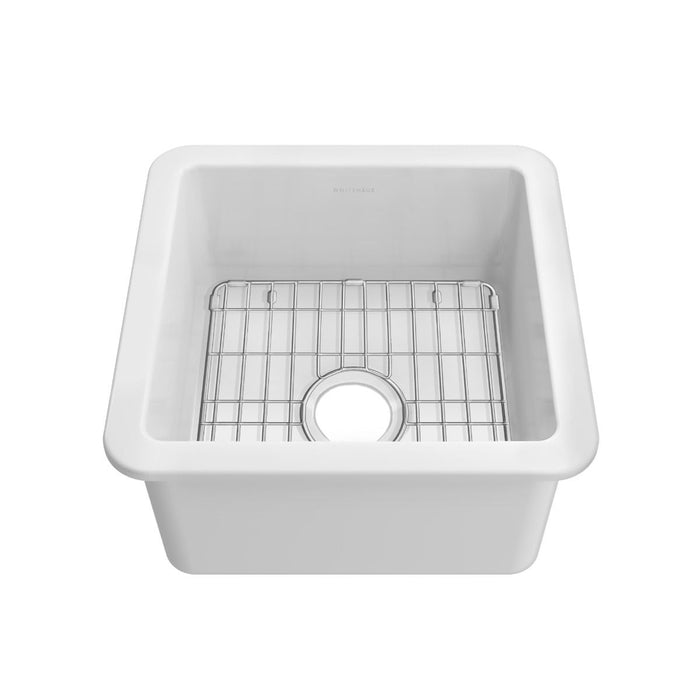 Whitehaus 18" Undermount Fireclay Kitchen Sinks, Stainless Steel Grid WHUF1818