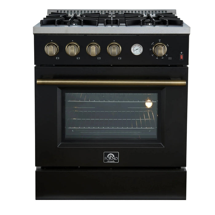 FORNO Marco 30" Gas on Gas Range FFSGS6277-30BLK