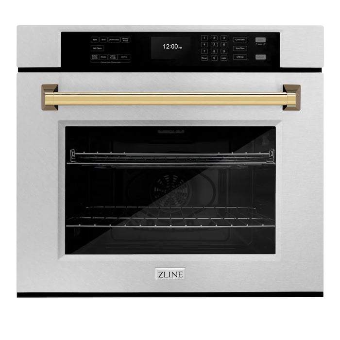 ZLINE 30"Professional True Convection Single Wall Oven, Air Fry, Self Clean, DuraSnow® Gold WASSZ-30-G