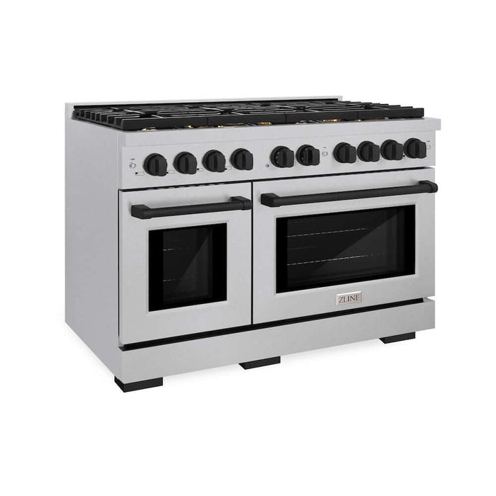 ZLINE 48"Gas Range, Convection Gas Oven, DuraSnow® Matte Black, SGRSZ-48-MB