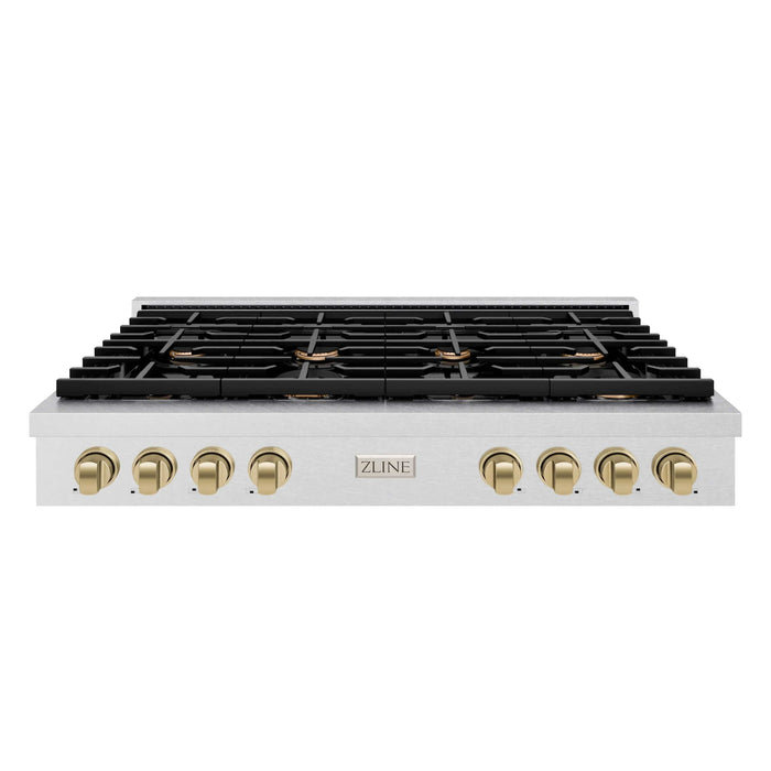 ZLINE 48" Paramount Gas Rangetop DuraSnow® Stainless Steel Champagne Bronze SRTSZ-48-CB
