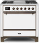ILVE Majestic II 36" Dual Fuel Range White Bronze Trim UM09FDQNS3WHB