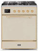 ILVE Majestic II 30" Liquid Propane Dual Fuel Range, Antique White Brass Trim UM30DQNE3AWGLP