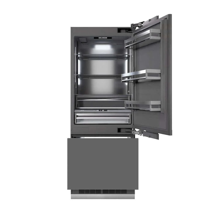 ZLINE 30" Panel Ready Built-In Bottom Freezer Refrigerator, Water Dispenser, Ice Maker, Graphite Gray Interior GRBIV-30