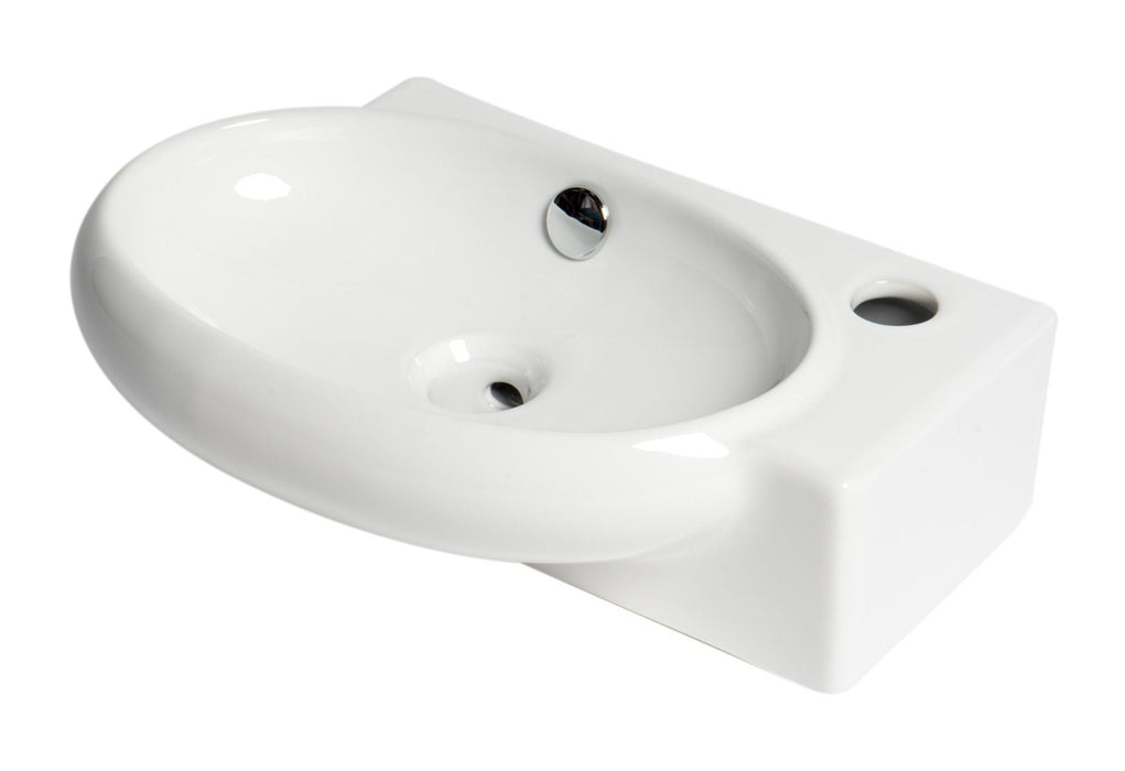 ALFI brand White 17" Small Wall Mounted Ceramic Sink, Faucet Hole ABC117