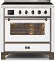 ILVE 36"Majestic II Induction Range White Bronze Trim UMI09NS3WHB