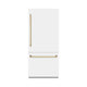 ZLINE 36" Built-In Bottom Freezer Refrigerator,Water Dispenser, Ice Maker, White Matte Graphite Gray Polished Gold GRBITZ-WM-36-G