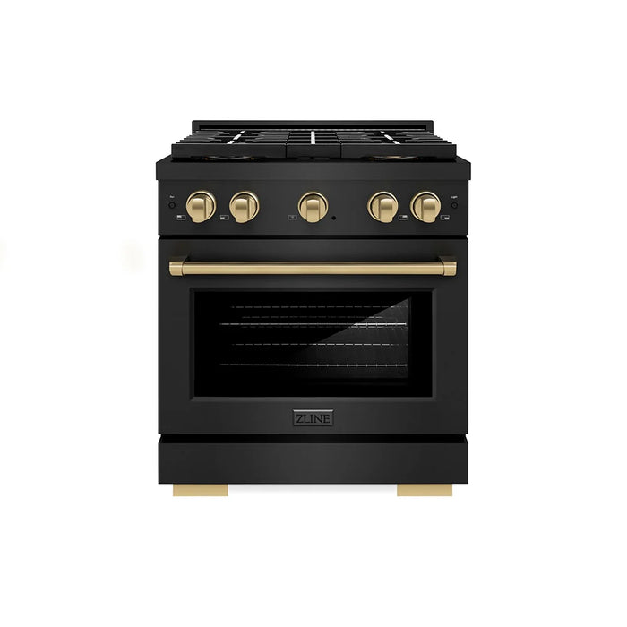 ZLINE 30" Paramount Gas DuoPro™ Cooktop, Convection Gas Oven, Accents PSGRBZ-30-CB
