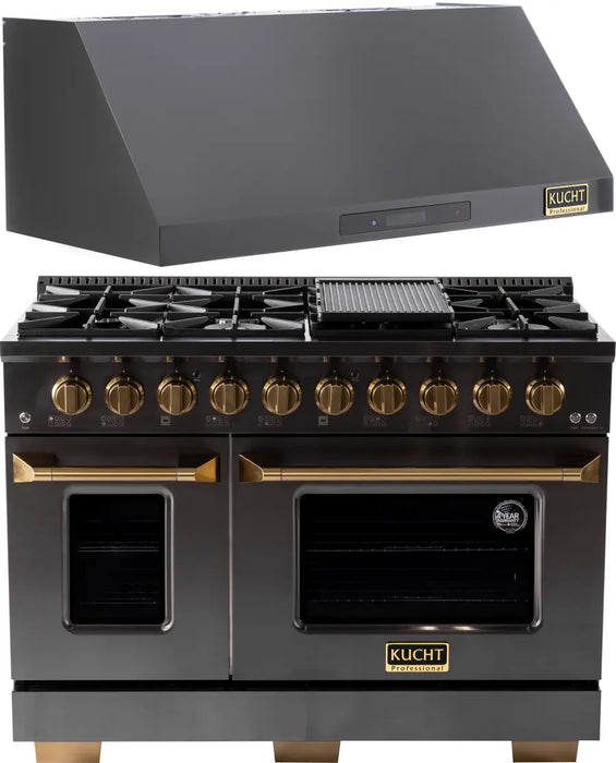 Kucht 2 Piece Kitchen Appliances Package with Gas Range in Titanium KEG483-KRH483A