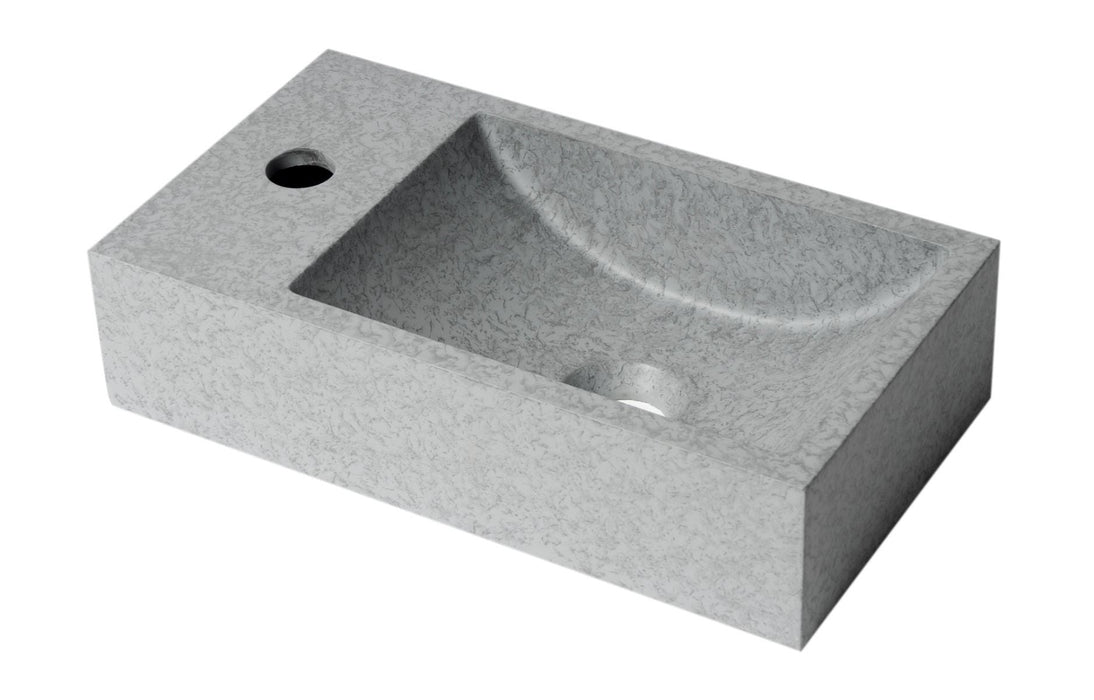 ALFI brand 16" Small Rectangular Solid Concrete Gray Matte Wall Mounted Bathroom Sink ABCO108