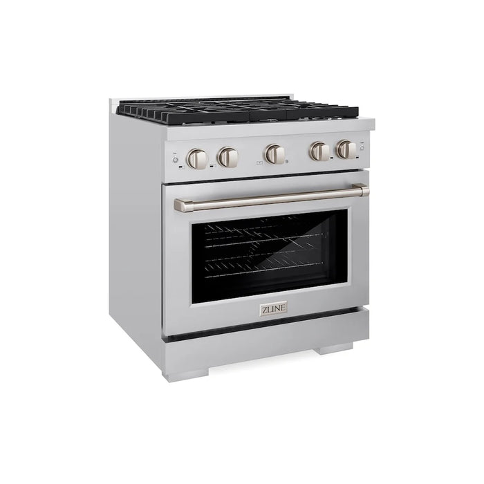 ZLINE 30"Paramount Dual Fuel Range Stainless Steel, Brass Burner, SDR-BR-30