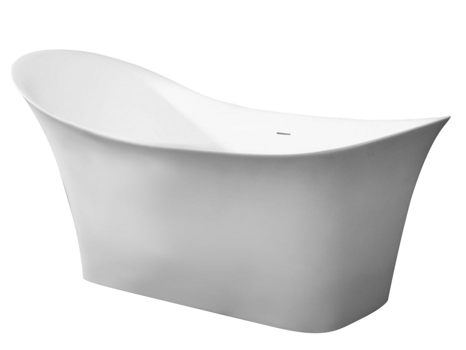ALFI brand 74" White Solid Surface Smooth Resin Soaking Slipper Bathtub AB9915