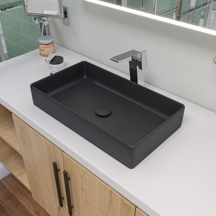 ALFI brand 24" Modern Rectangular Above Mount Ceramic Sink ABC902