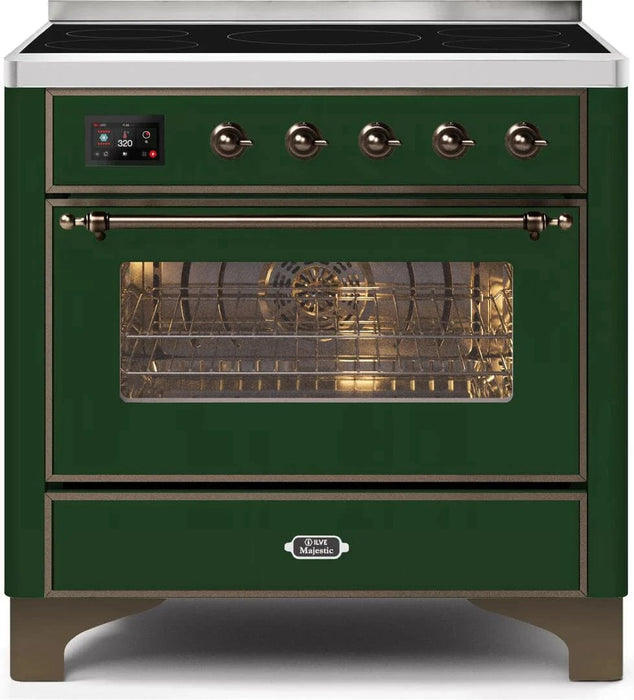 ILVE Majestic II 36" Induction Range Emerald Green Bronze Trim UMI09NS3EGB
