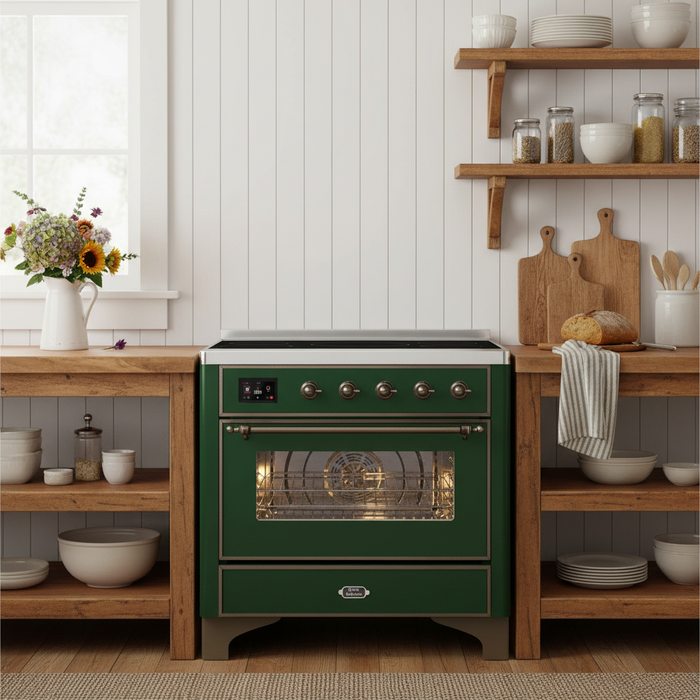 ILVE Majestic II 36" Induction Range Emerald Green Bronze Trim UMI09NS3EGB