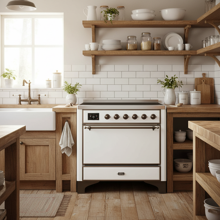 ILVE Majestic II 36" Induction Range White Bronze Trim UMI09QNS3WHB