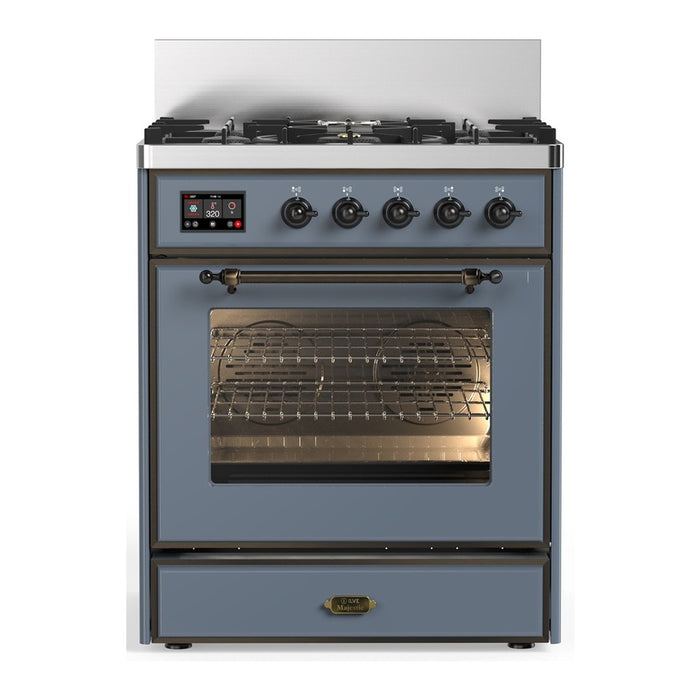 ILVE Majestic III 30" Dual Fuel Range Blue Grey, Burnished Trim UM30NR3BGB