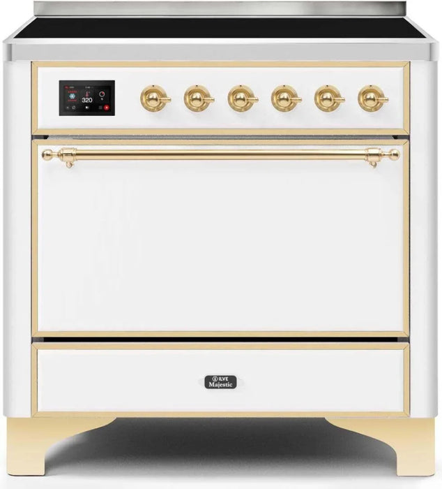 ILVE Majestic II 36 "Electric Range White Brass Trim UMI09QNS3WHG