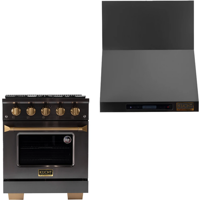 Kucht 2 Piece Kitchen Appliances Package with Liquid Propane Range in Stainless Steel KEG303/LP-KRH303A-C