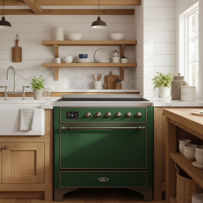 ILVE Majestic II 36" Induction Range Emerald Green Bronze Trim UMI09QNS3EGB