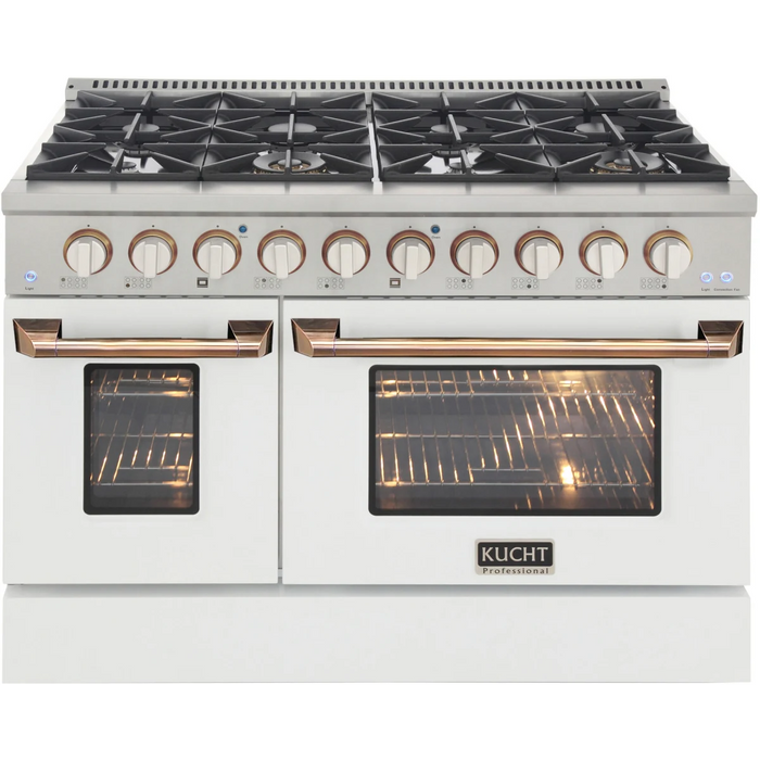 KUCHT 48" Freestanding Gas Range, KNG481-W-Gold